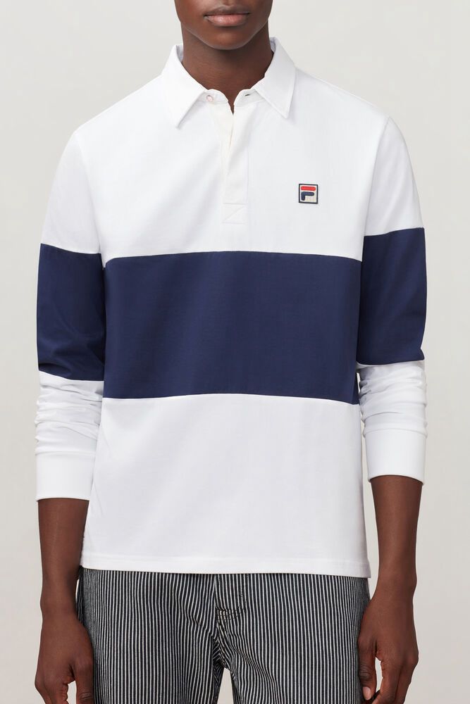 Fila Polo Mens White/Navy Frederick Rugby - Ireland 91503-FLXV